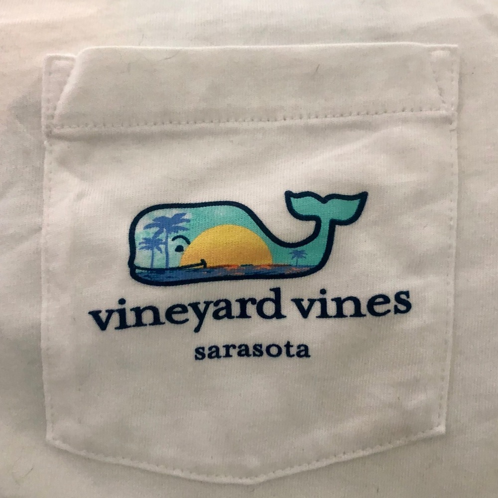 Vineyard Vines Sarasota White Pocket Tee Shirt  S